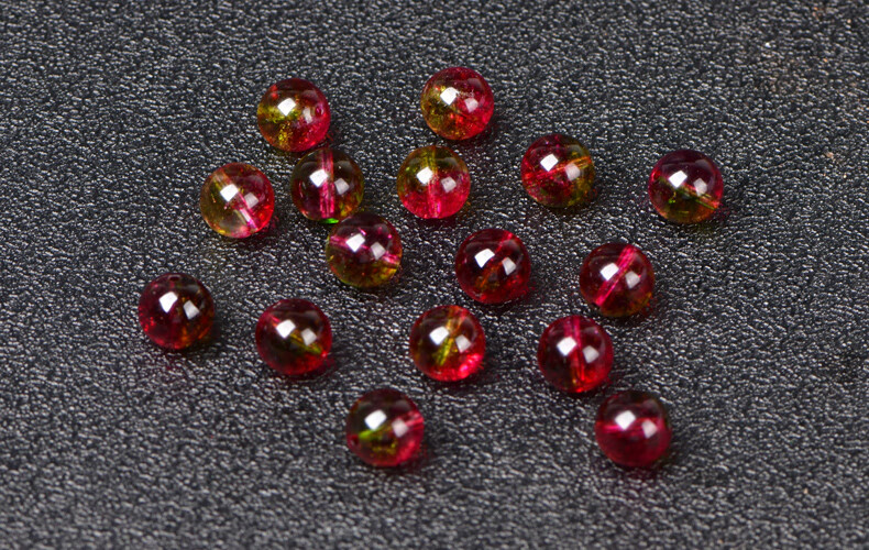 7a冰种西瓜晶爆花晶散珠子diy红绿水晶手工饰品配饰手链串珠整包赠