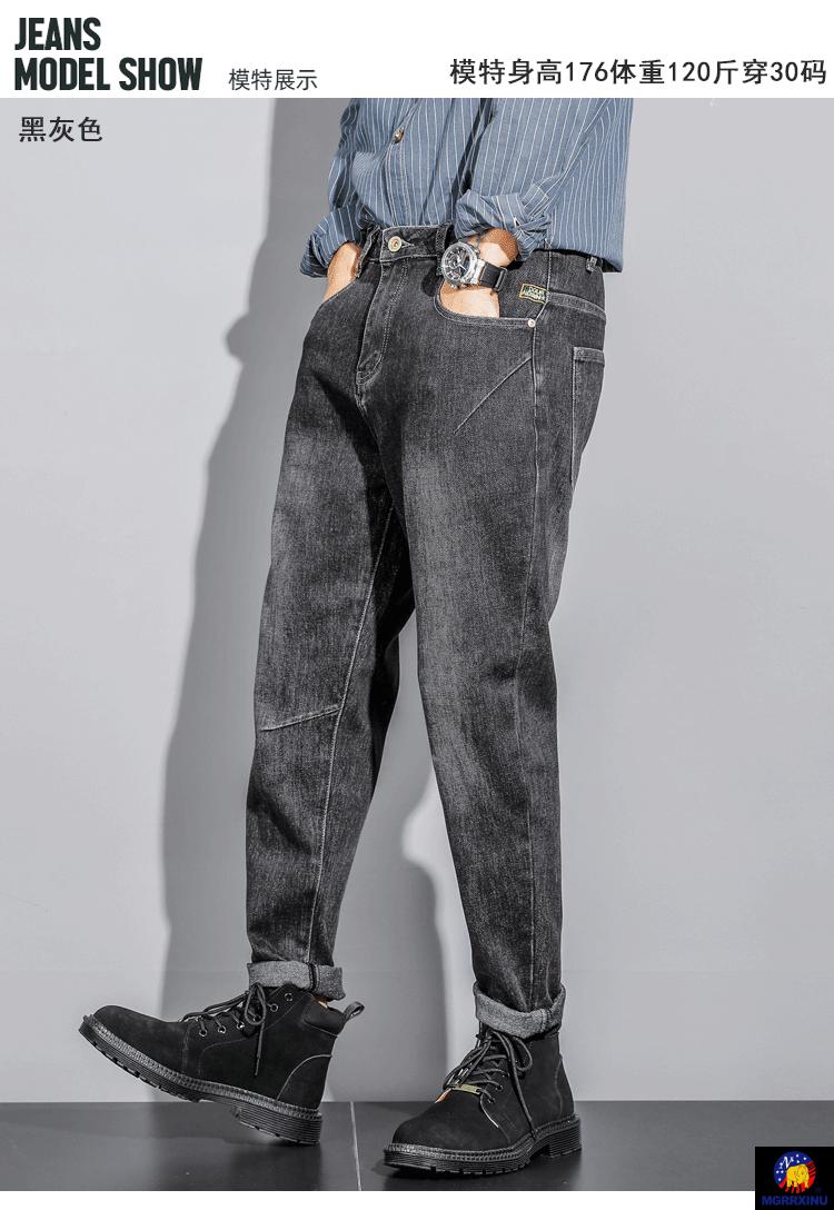 2021新款牛仔裤男潮牌宽松小脚黑色裤子弹力长裤大码韩版潮流黑色常规