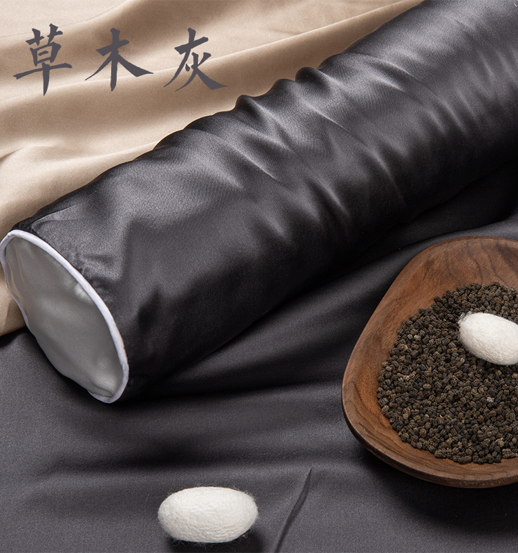 蚕砂枕 蚕沙圆柱枕100桑包裹 颈椎颈椎腰椎蚕砂枕芯轻奢高档 深灰色