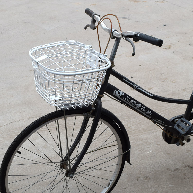 加大加粗自行车车筐前筐电动电瓶车车篮子紫网筐带盖车篓前后通用22号