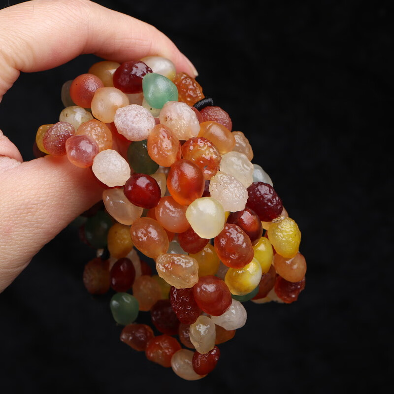 沐玛天然原石阿拉善戈壁葡萄干糖心玛瑙彩色手串手链女款礼物饰品单圈