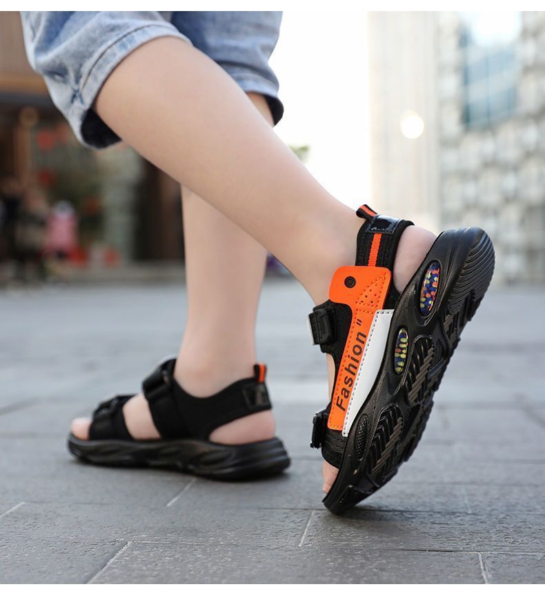 男童凉鞋学生中大童沙滩鞋男宝宝夏季儿童凉鞋防滑凉鞋软底鞋织布pub