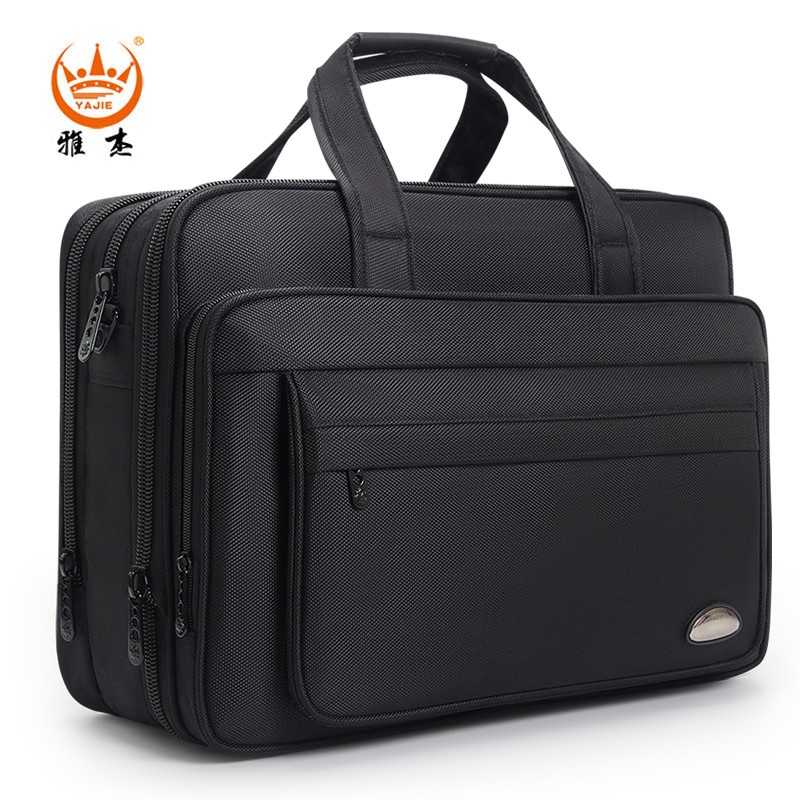 Yajie Business briefcase, men's canvas laptop bag, large capacity Oxford documents, business office work, crossbody for business trips, black enlarged size [19 inches], length 49* height 36* thickness 20cm thumbnail 2