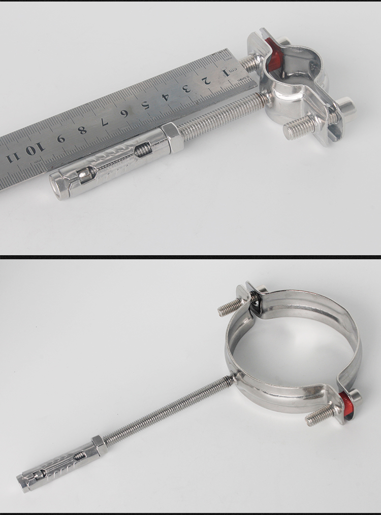 304不锈钢卡扣管支架膨胀螺杆钢管固定夹管道抱箍水管卡子pvc管卡