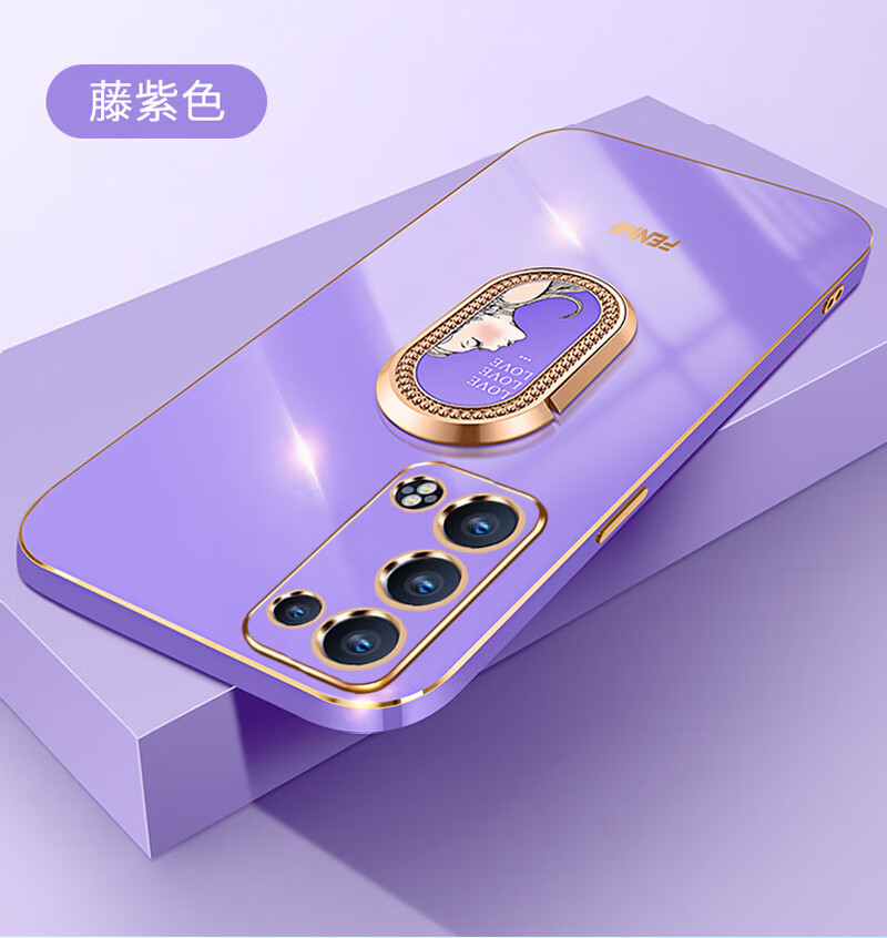 莱卡凡opporeno6手机壳reno6pro保护套新款镜头全包直边电镀防摔女款