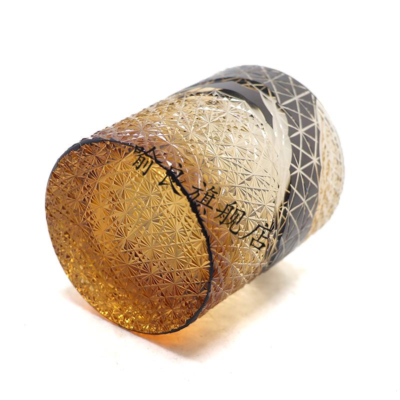 日本工艺江户切子哨子玻璃杯日式手工雕刻小众古典威士忌酒杯男士礼物