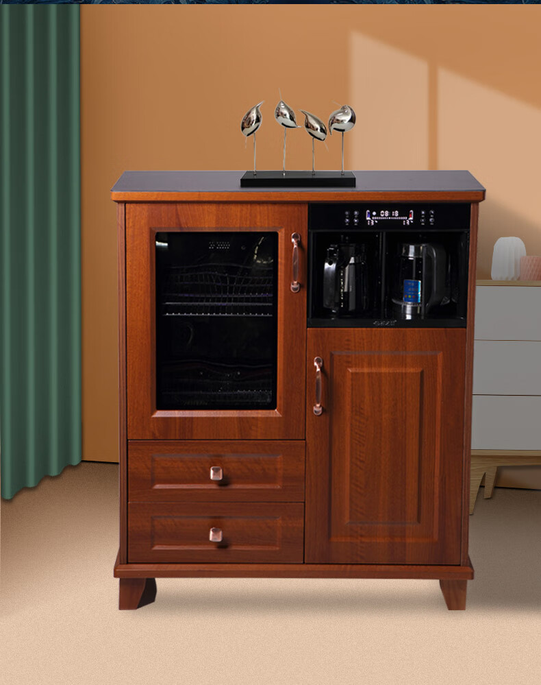 茶之坊智能饮水柜实木欧式消毒烘干茶吧机家用立式遥控冷热饮水机617