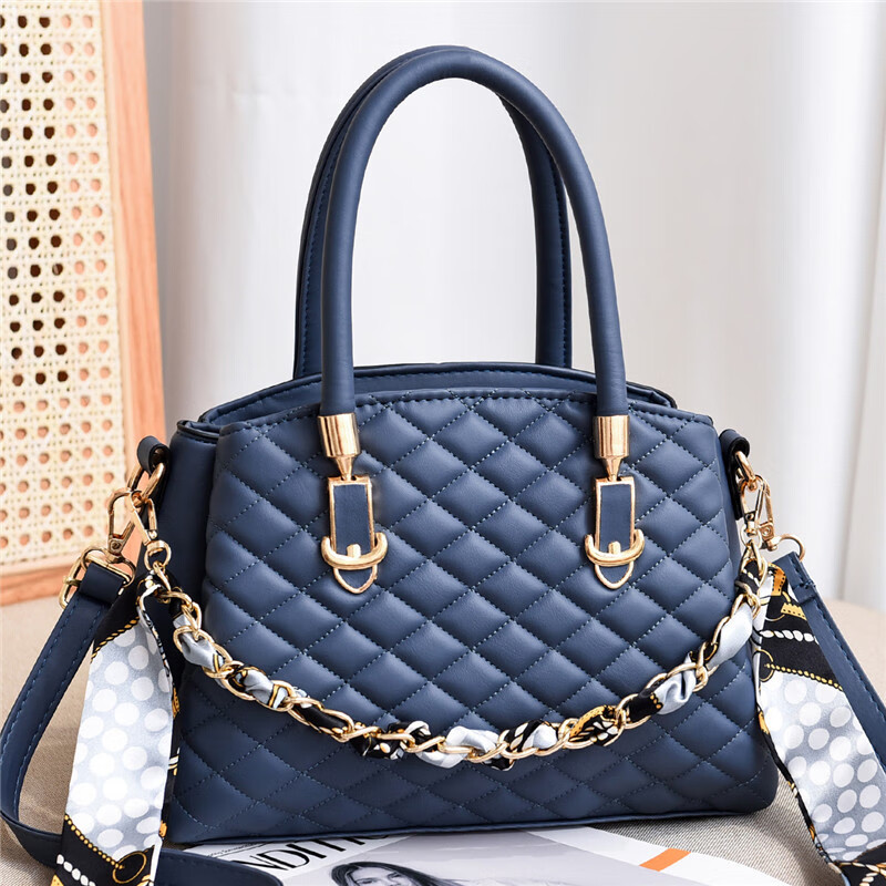 2021新款春夏季时尚休闲单肩包链条包休闲斜挎女士水桶包 蓝