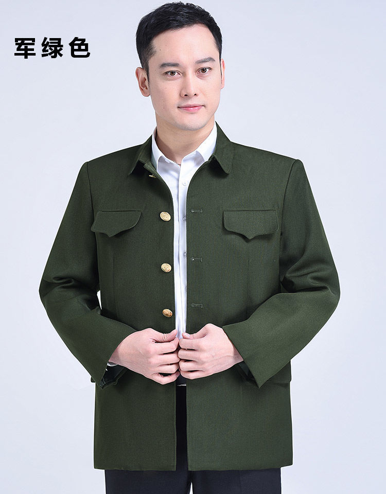 中雪老人中山装男春秋季爸爸装中山服休闲服装爷爷外套上衣老式军便装