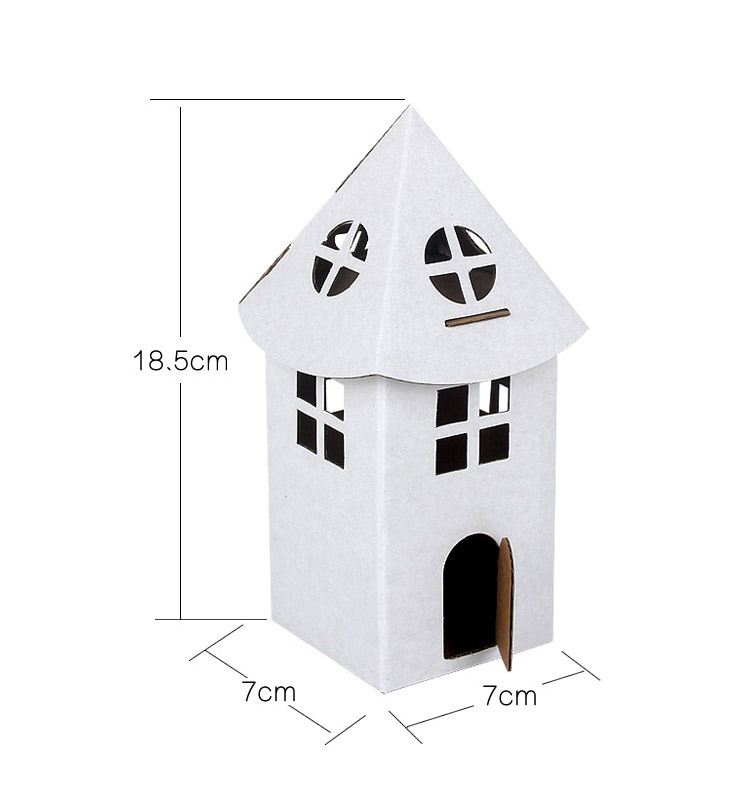 林中鸟幼儿园儿童节手工diy白色纸盒城堡涂色创意彩绘纸板房子子玩具