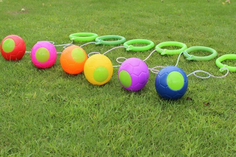 儿童感统器材蹦蹦球 跳跳球 单腿甩脚球脚跳球大人健身玩具送毽子