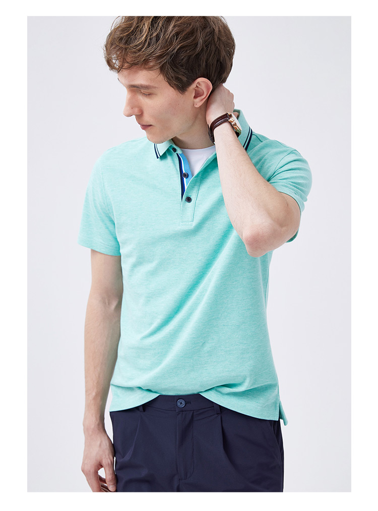 navigare意大利小帆船短袖polo衫男纯棉半袖夏装纯色翻领体恤粉红s46