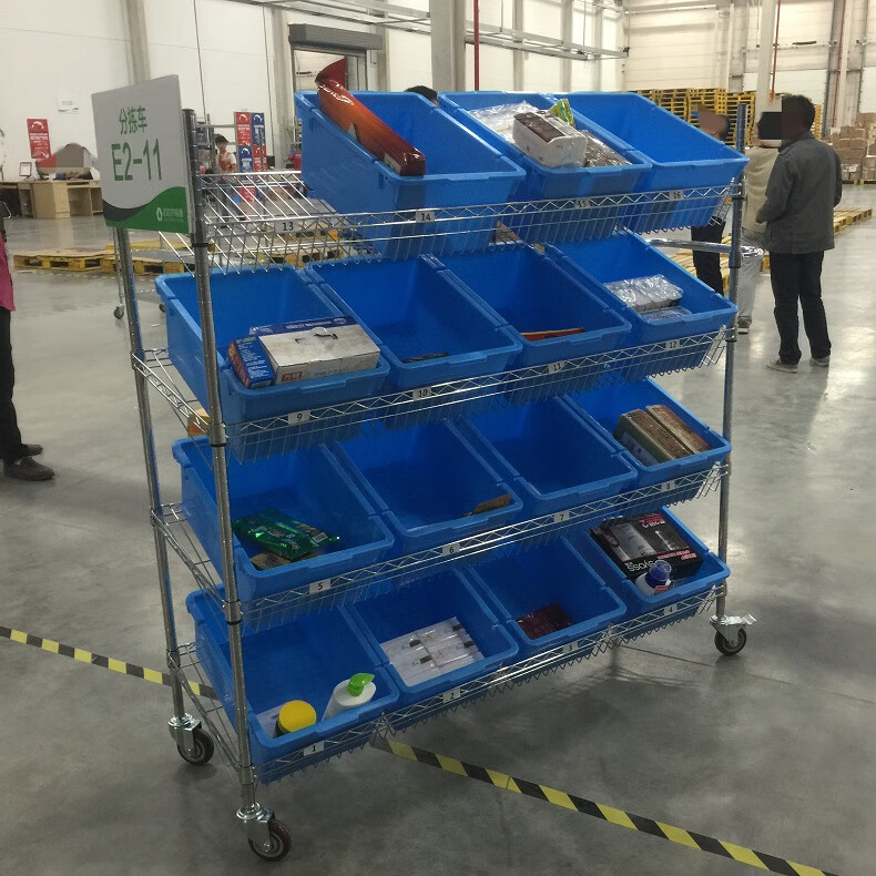 电商仓库拣货车配货车置物架周转车物料架分拣车间捡货手推车科威顿平