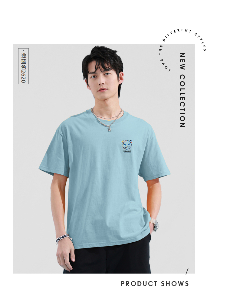 男友风男装全棉宽松潮流打底上衣夏季新款印花短袖t恤白色210a17092am