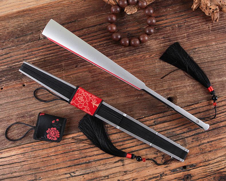 防身复古风钛合金折扇乌金铁扇扇子男生霸气钛合金扇子钢扇简约现代