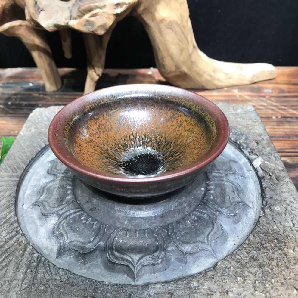 建盏龙窑柴烧盏茶杯柴烧功夫茶具陶瓷大号主人杯原矿釉铁胎 柴烧千秋
