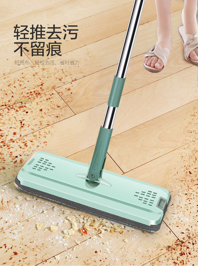 免手洗拖把家用刮刮乐拖把桶一拖净懒人平板加厚刮刮乐拖地 豪华款 清洗桶+拖把+1块布(赠刮刀)