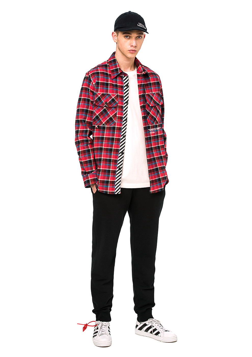 【现货】off white潮牌男士棉质混纺格纹长袖衬衫 omga060 f18a27015