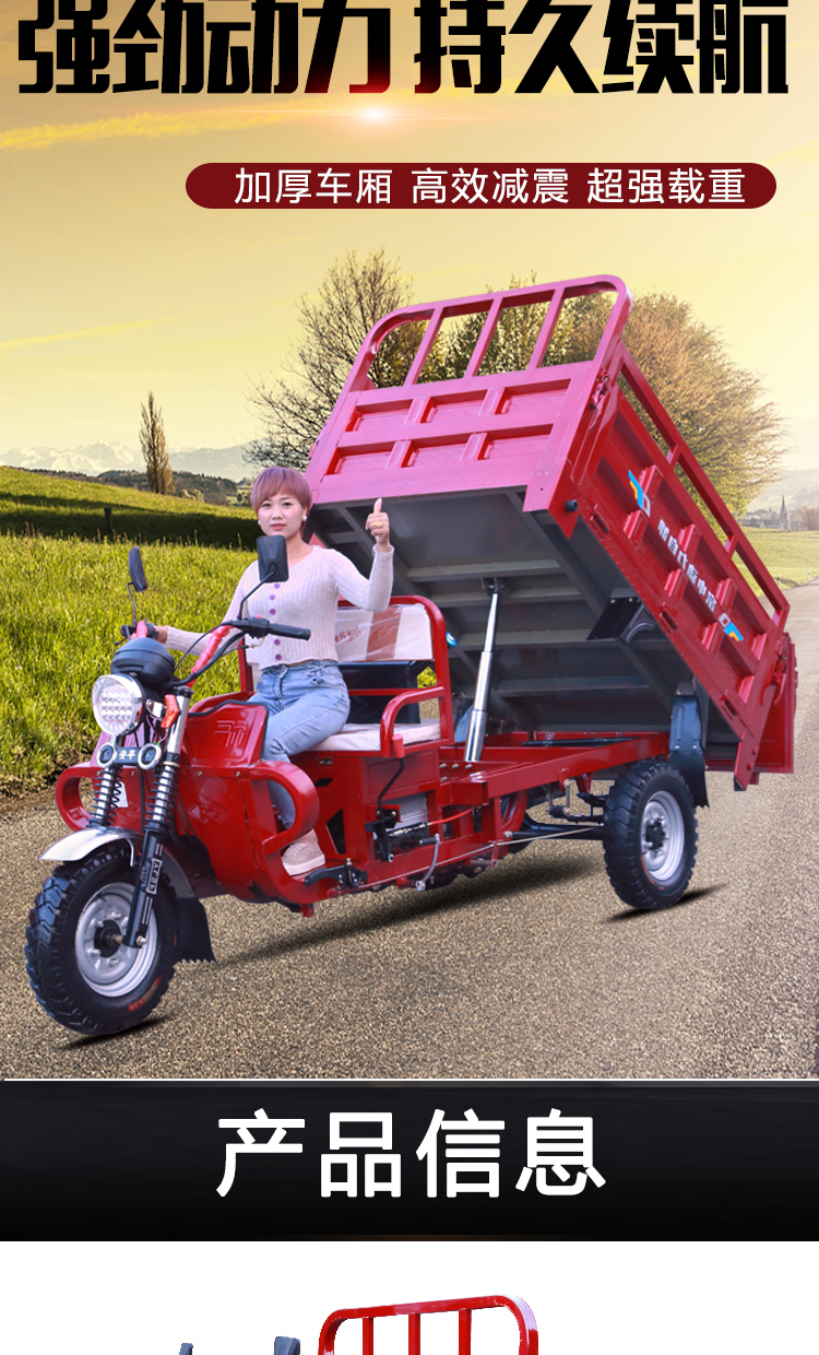 宗申动力水冷拉货三轮摩托车燃油家用农用汽油三轮车自卸载重货运200
