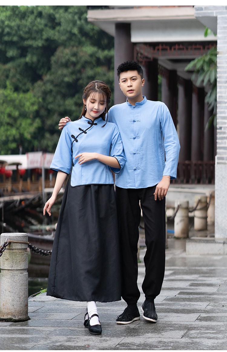 伊必圣民国学生装女五四青年装风女装中山装班服舞台表演合唱服装全棉