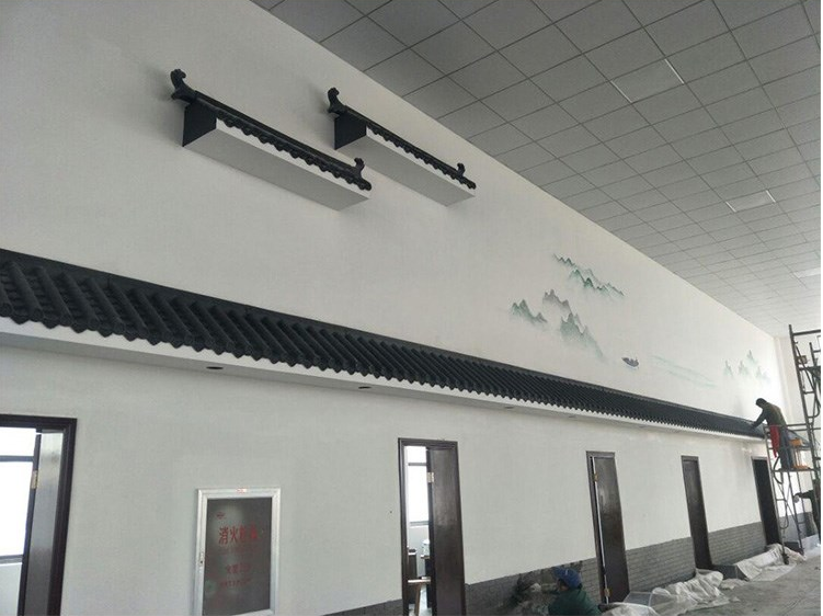 中式仿古屋檐门头一体仿古瓦树脂瓦仿真琉璃瓦徽派围墙装饰塑料瓦 翘