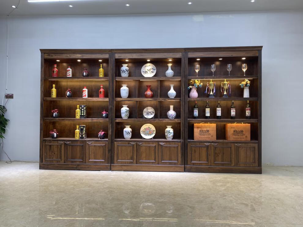 高档白酒展示柜复古展示柜茶叶玉器白酒收藏柜产品组合展示架陈列架