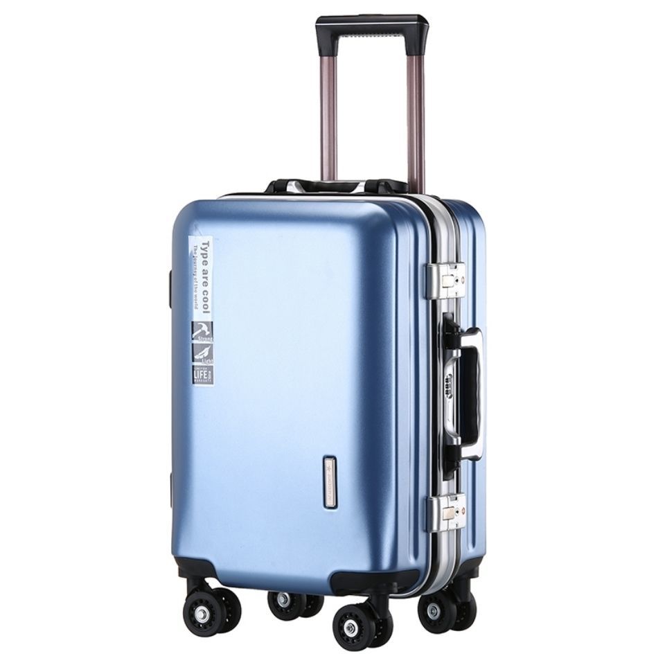 行李箱拉杆箱通用铝框pc箱万向轮20英寸24英寸密码箱学生旅行箱银色