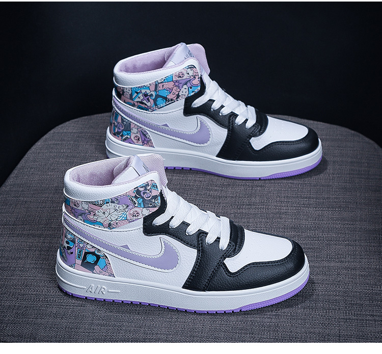 耐克春夏新款官网aj女鞋军一号高帮板鞋樱花粉烟灰联名休闲鞋子大