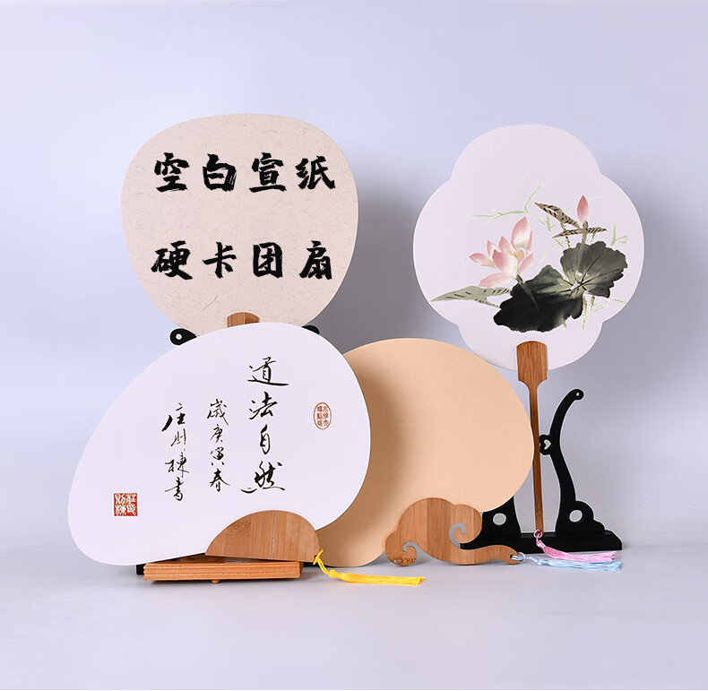 空白团扇批发diy手绘扇子空白古风女士汉服配饰宫扇画日式书法圆扇面