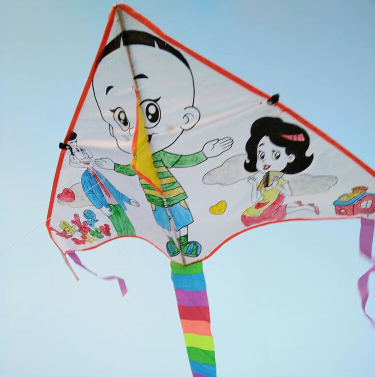 diy风筝儿童手工涂色绘画教学制作材料包空白填色线稿加画笔颜料 金鱼