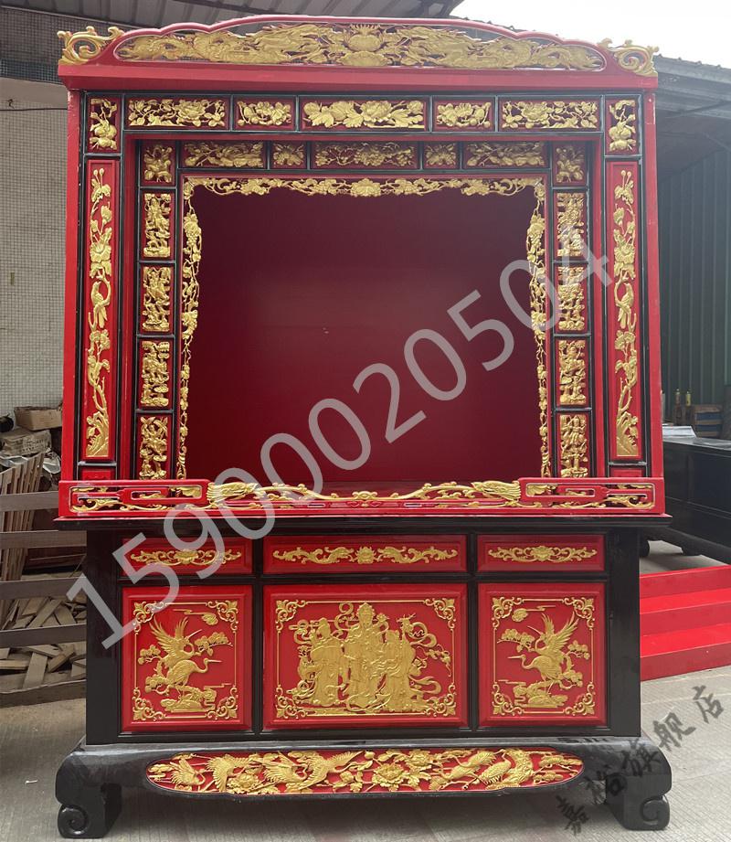 中式实木寺庙宗祠堂道观大型佛龛立柜供桌神龛台祖先牌位神像定制