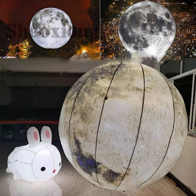中秋节发光月球 中秋节大型充气月球月亮发光气模户外活动仿真月球