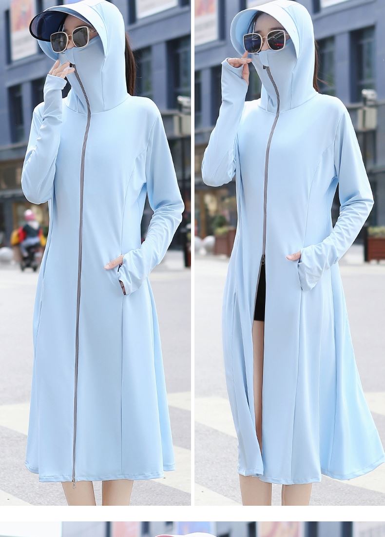 觅橘茉寻防晒衣女日本upf50外穿全身防晒罩衫长款骑车防晒uv原纱潮流