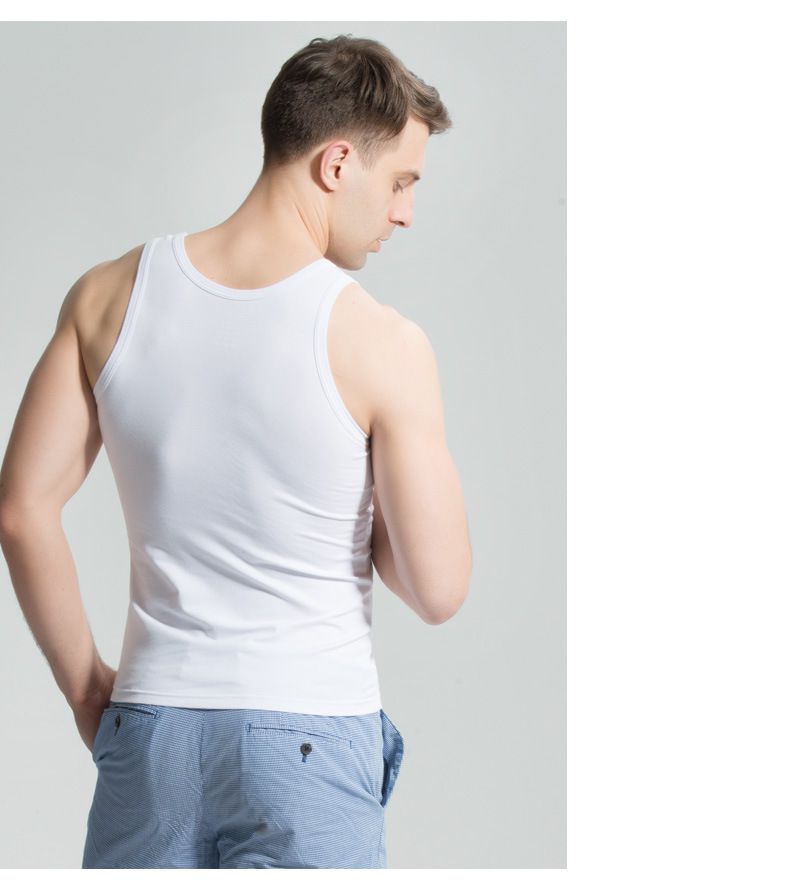 吊带背心男白色紧身跨栏背心男修身型弹力运动棉男吊带背心青年夏季