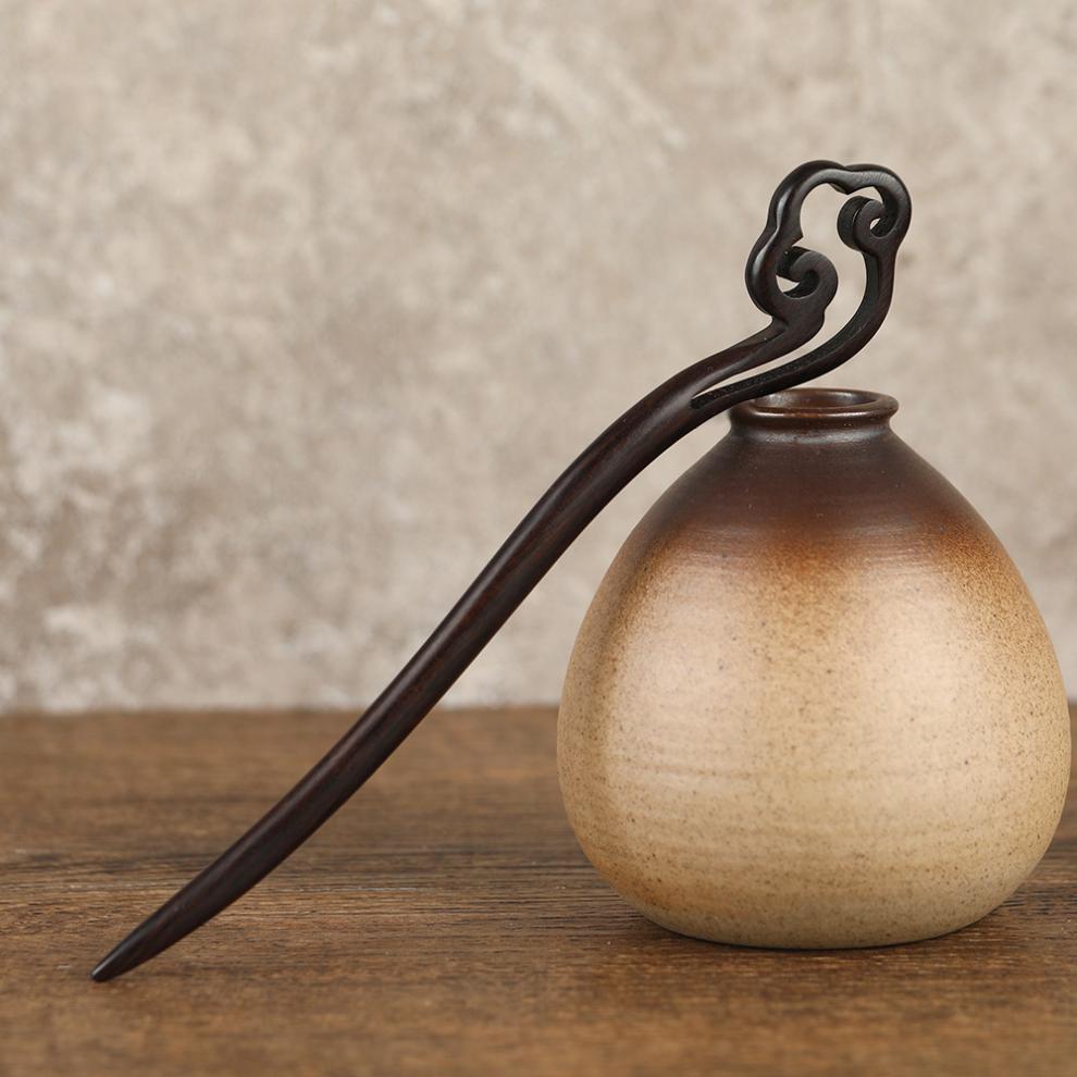 桃木发簪白色古风头饰流苏步摇手工仿木簪汉服配饰木簪子旗袍挽发饰品