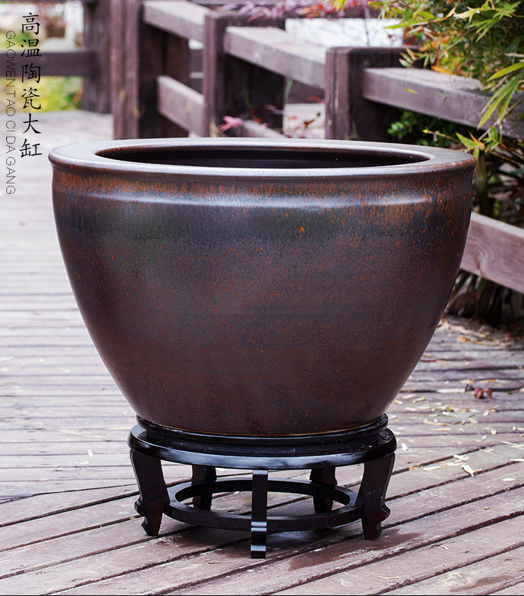 景德镇陶瓷大水缸养鱼缸仿古老缸荷花睡莲花盆古法客厅缸 圆口老缸41