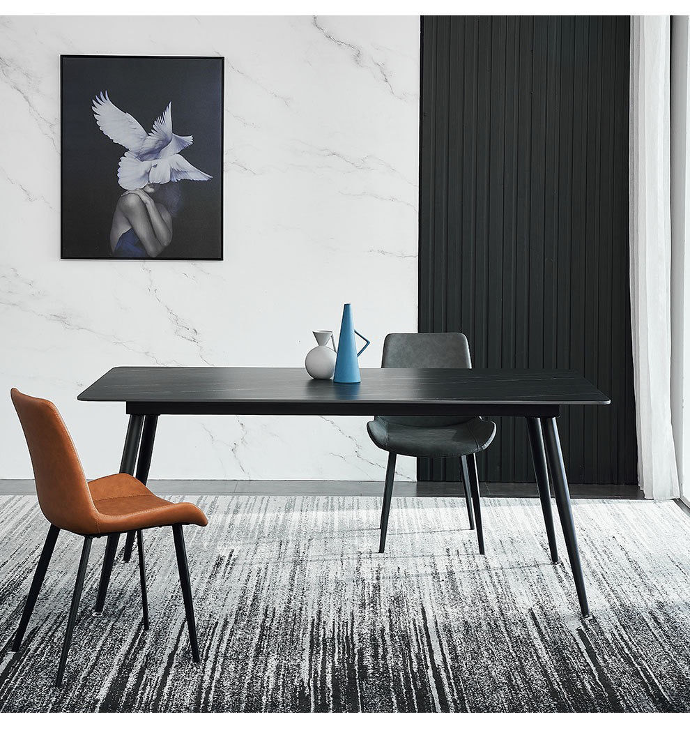 冰颉意式极简岩板餐桌现代简约轻奢家用小户型餐桌椅组合一桌两椅维克