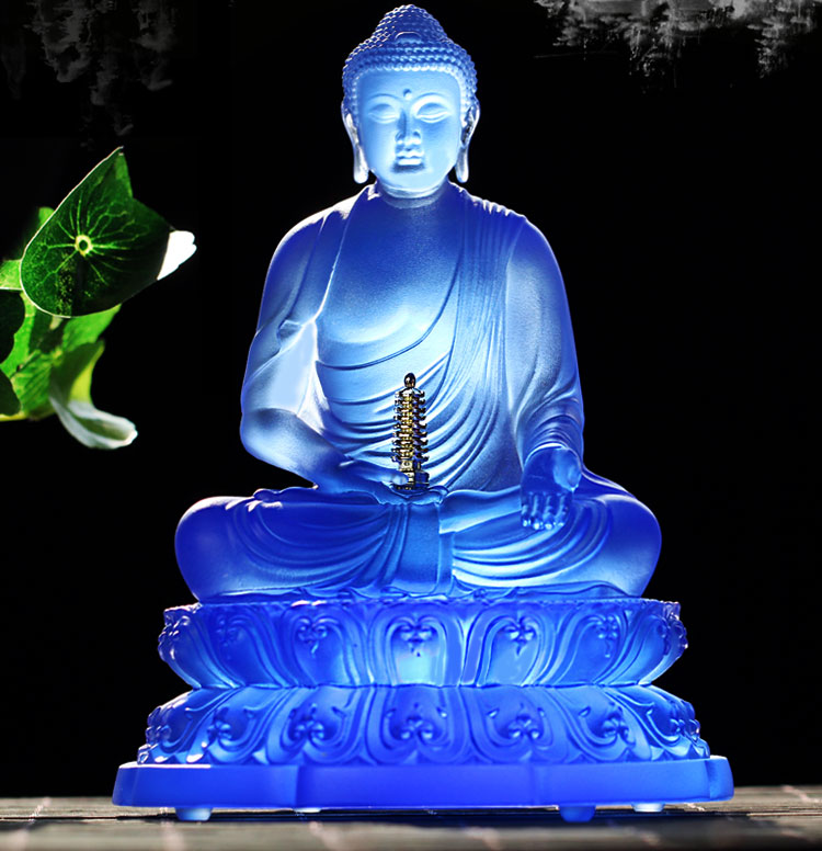 古法琉璃药师佛佛像托塔药师佛寺庙佛堂居家玄关供奉药师光如来 小号