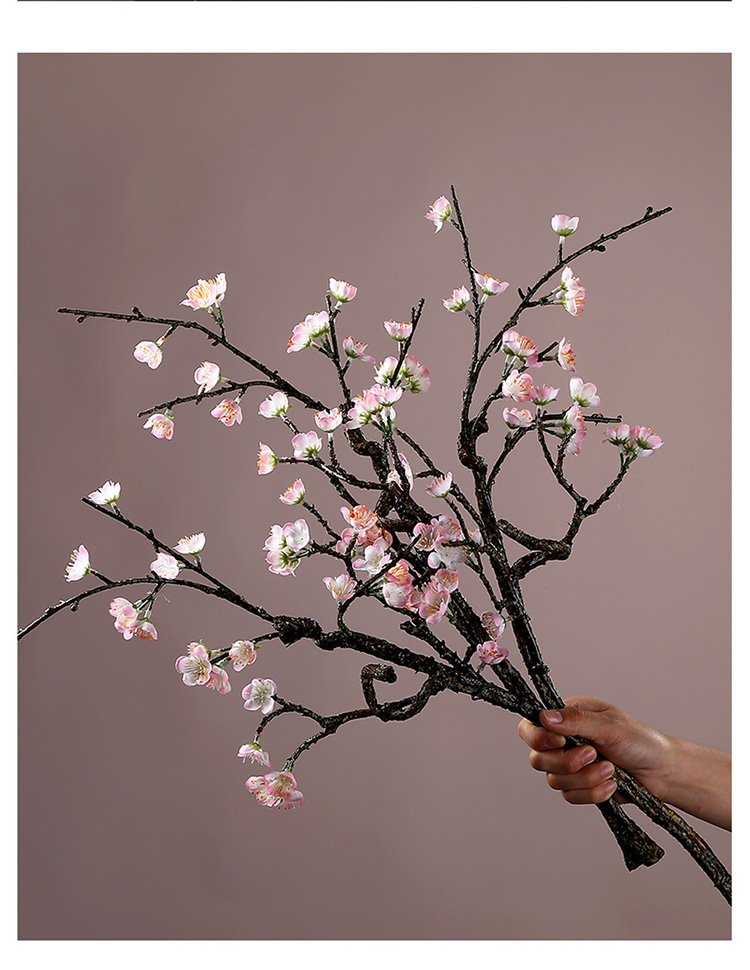 梅花仿真花高档花束假梅花仿真花摆件中式客厅落地红腊梅防真花摆花