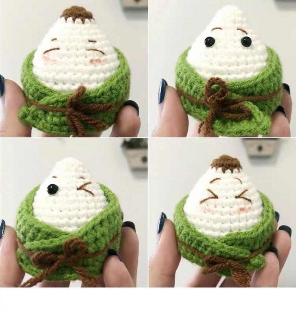 趣仕达新品粽子挂件手工毛线编织可爱粽子玩偶书桌摆件diy小粽子礼物