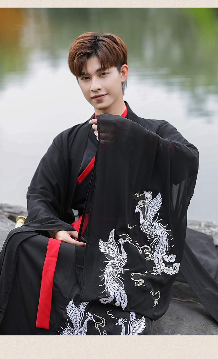 支持国产威乐思汉服男士原创古风交领齐腰大袖长袍衫6米大摆水墨渐变