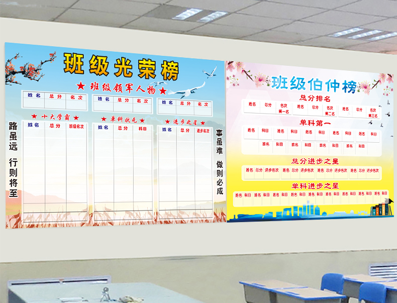 旺月岚山定制高中初中教室布置班级光荣榜英雄榜荣誉墙单科状元挂图墙