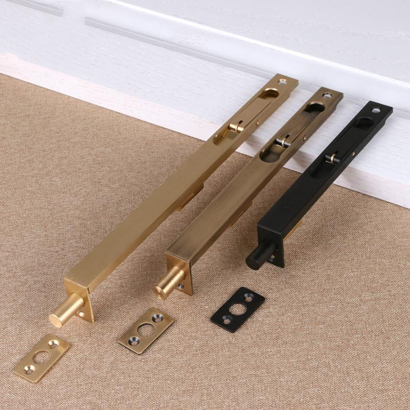 纯铜双对开门子母门木门暗装插销锁黑色仿古铜天地暗插销f型插销8寸英