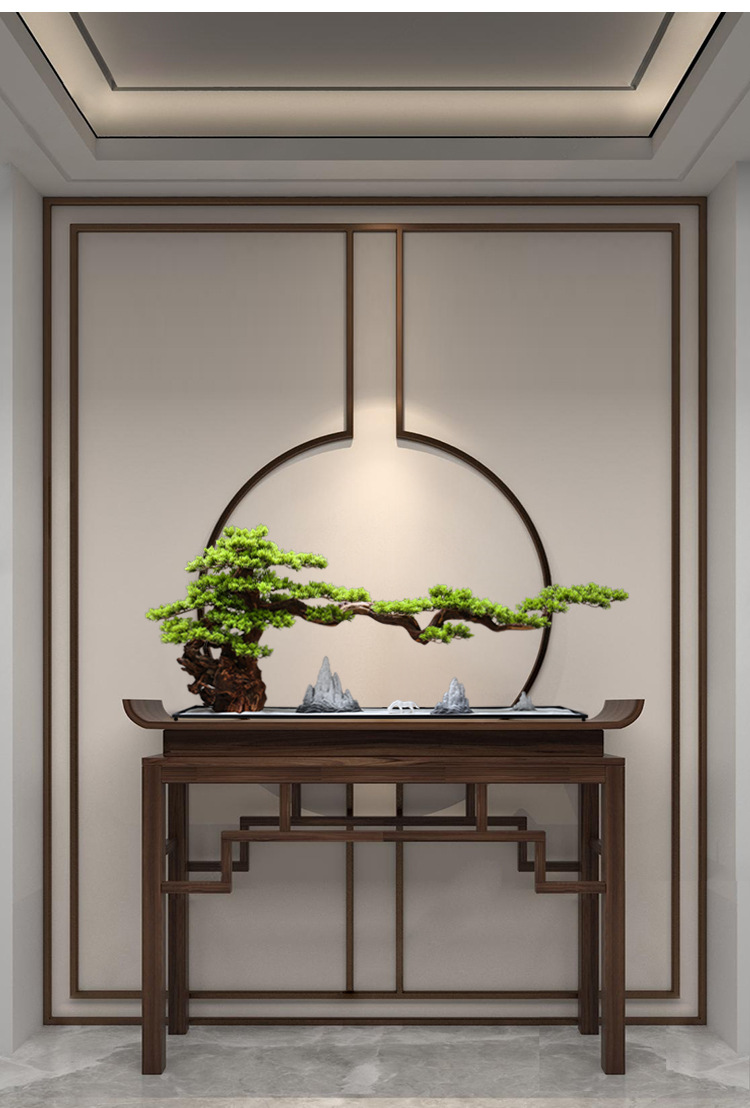 摆件办公室桌面酒店玄关装饰盆景景观 大型迎客松组合-群山达摩【图片