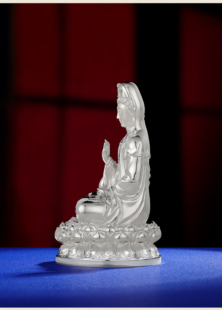 美芙仁s999足银普陀山南海观音菩萨随身携带家用供奉观世音菩萨足银