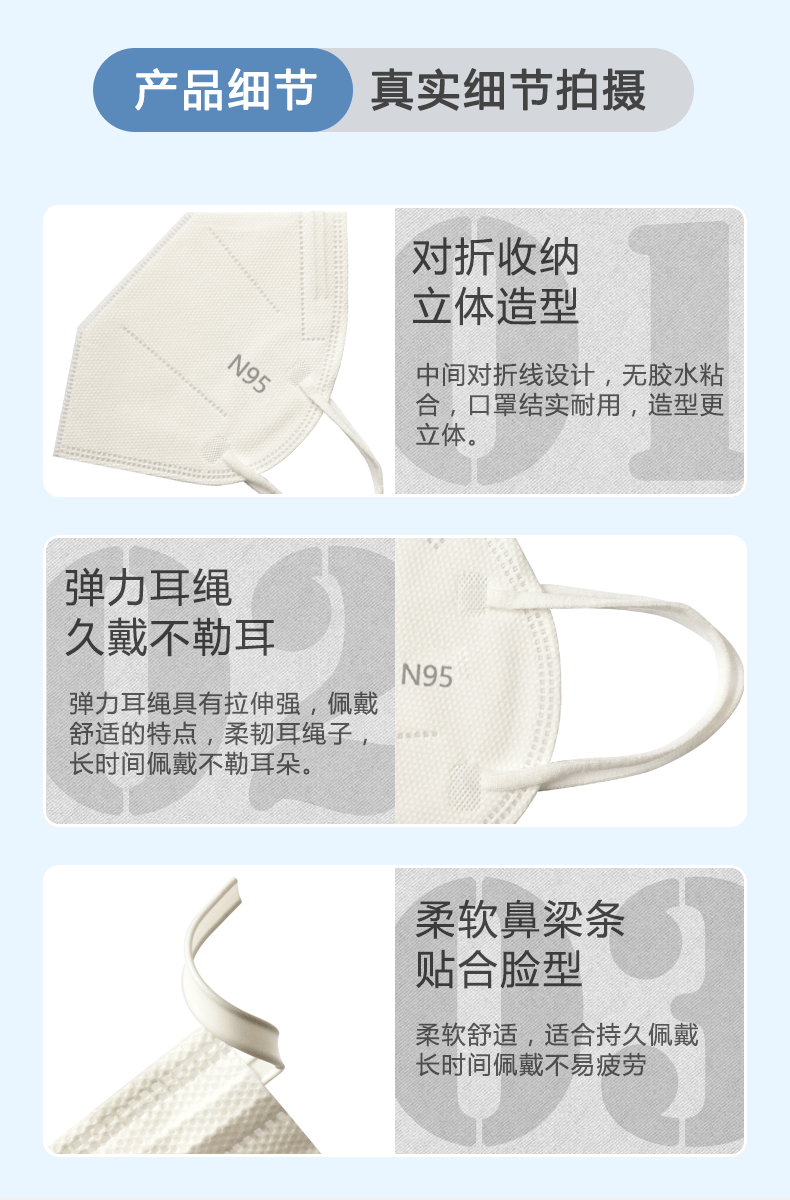 n95防护口罩独立包装一次性挂耳式无菌带溶喷层儿童n95口罩413岁儿童