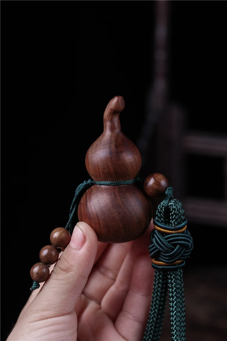 巧俪珠宝老山檀葫芦手把件檀香木锤纹工艺品文玩摆件印度迈索尔黑肉