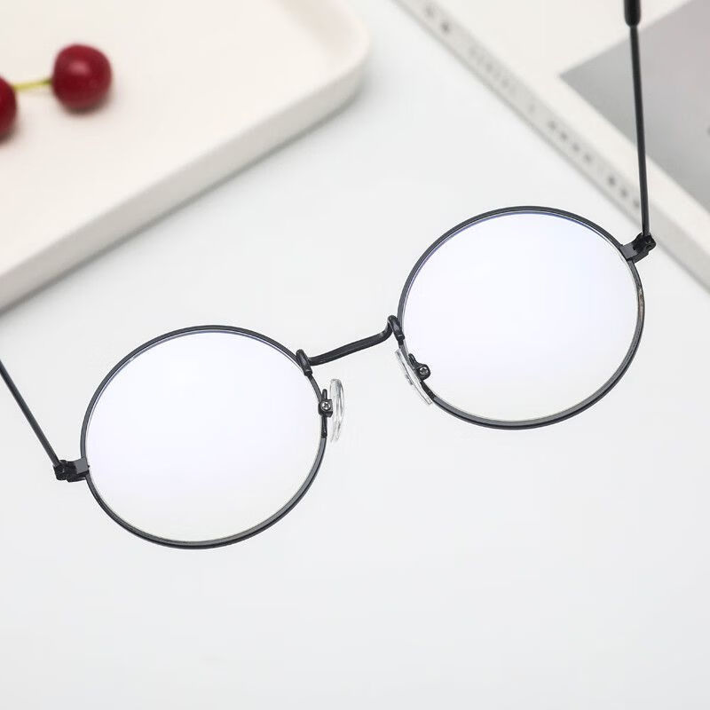 单边眼镜眼镜男蓝光无度数金丝平面镜女韩版潮电脑圆框网红复古 0716