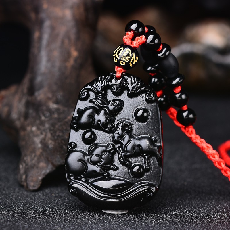 铭啸猪兔羊三合吊坠猪兔赐禄生肖贵人属羊吉祥物大号珠链款
