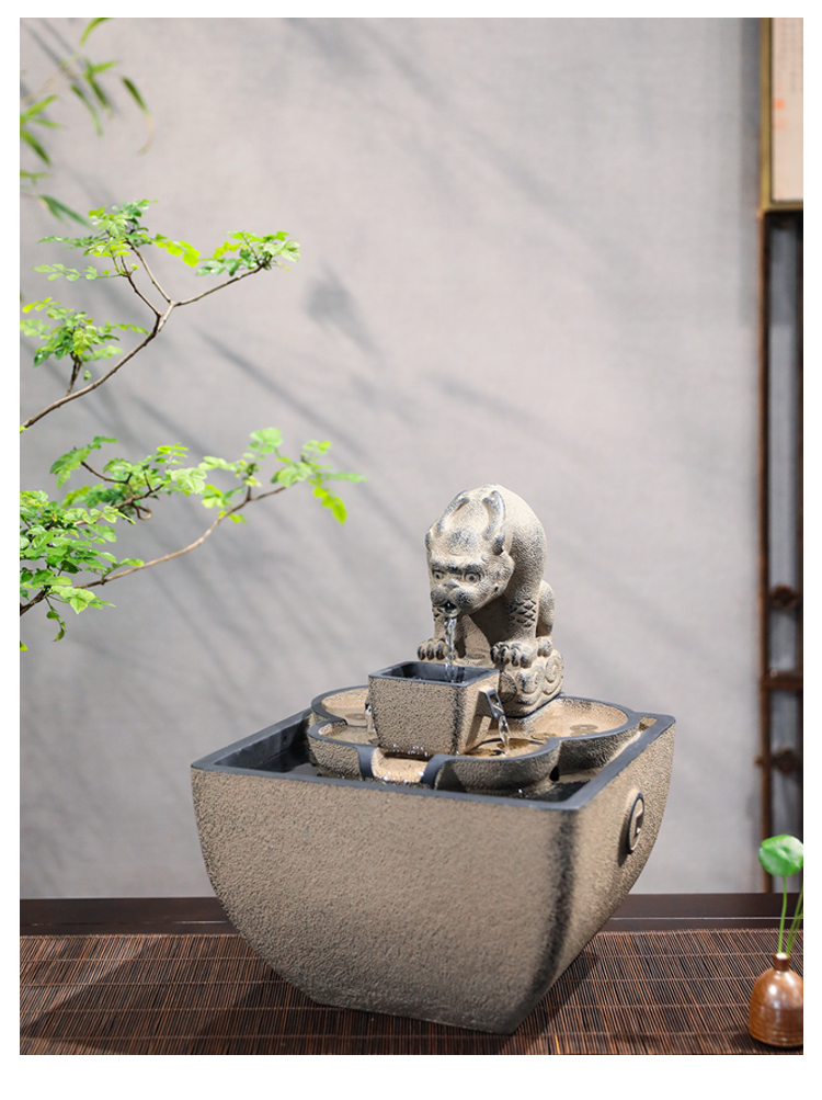 静阁轩 日进斗金流水摆件循环水景新中式办公室前台茶室桌面开业礼品